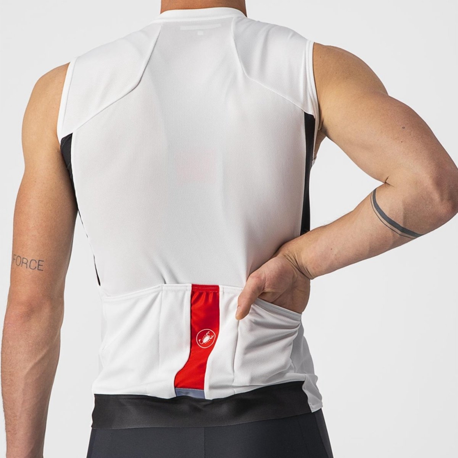 White / Black / Red Men Castelli ENTRATA VI SLEEVELESS Jersey | NJOV29704