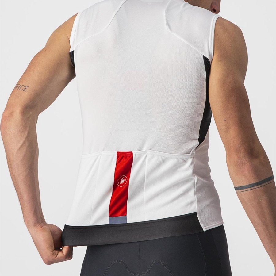 White / Black / Red Men Castelli ENTRATA VI SLEEVELESS Jersey | NJOV29704