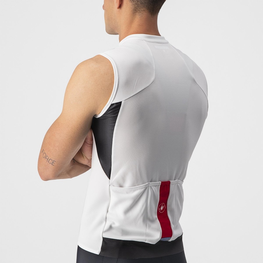 White / Black / Red Men Castelli ENTRATA VI SLEEVELESS Jersey | NJOV29704