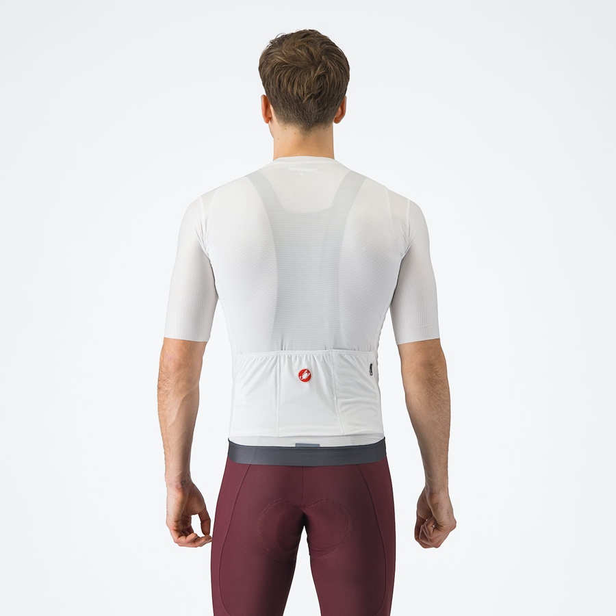 White / Dark Grey Men Castelli ESPRESSO Jersey | RTMW06851