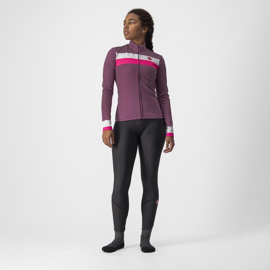 White / Pink Women Castelli VOLARE LS Jersey | BWYA76098