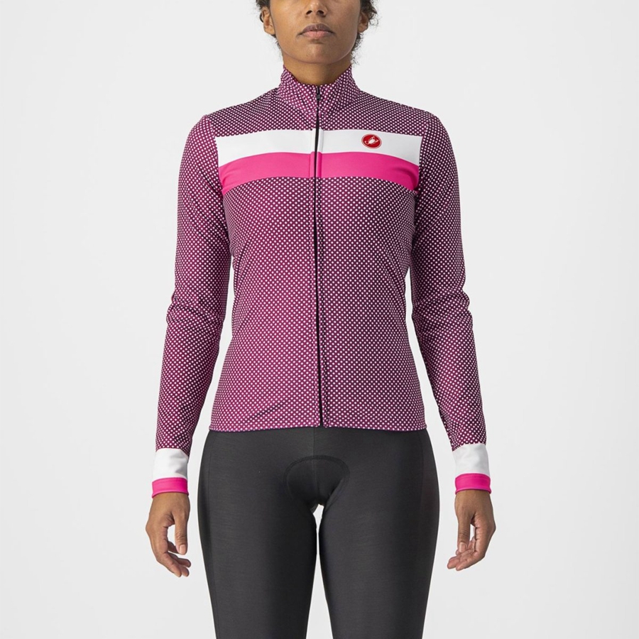 White / Pink Women Castelli VOLARE LS Jersey | BWYA76098